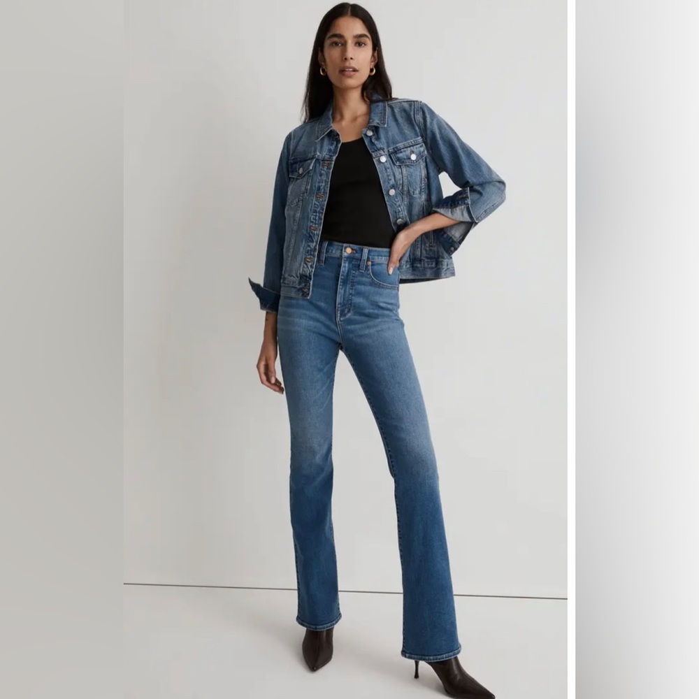 Madewell Skinny Flare Jeans High Rise Women Size 27 Medium Blue Stretch